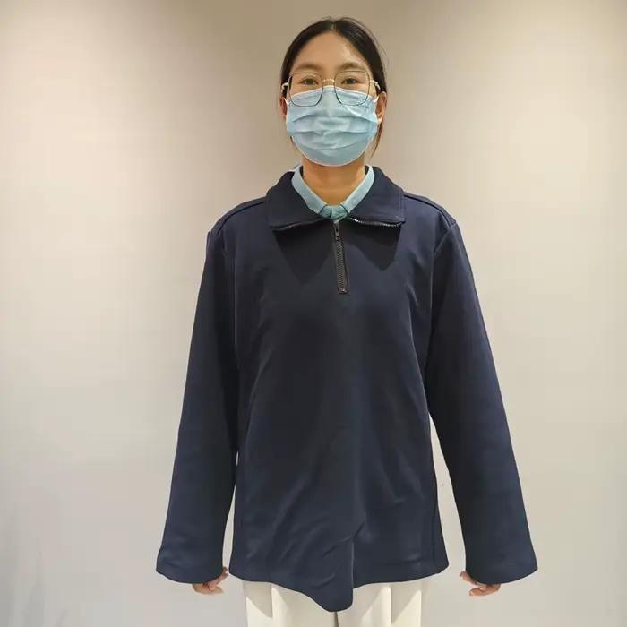 T-shirts zippés à manches longues bleu marine confortables, douces et discretés résistants aux coupures et aux perforations et sweats à capuche tactiques doux.