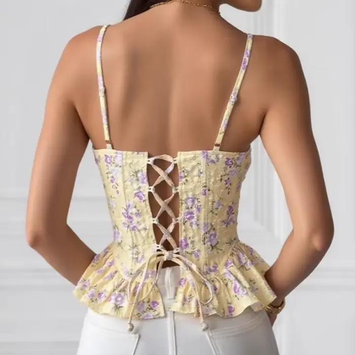 2026 Débardeur Corset à fleurs pour femme