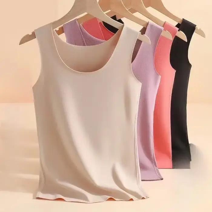 Sous-vêtement thermique femmes vêtements intérieurs col rond débardeurs hiver chaud laine Thermo hauts sans manches