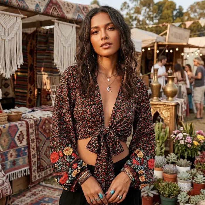 Chemisier bohème à imprimé Floral pour femmes