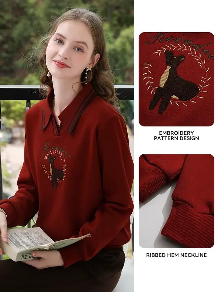 Pull Brodé Rouge I BELIEVE YOU Élégant pour Femmes Occasions Spéciales Bureau Automne Hiver