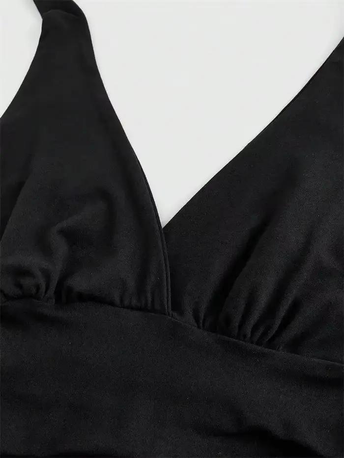 Haut court dos nu à col en v pour femmes