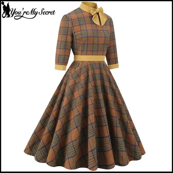 Robe élégante à carreaux verts pour femme