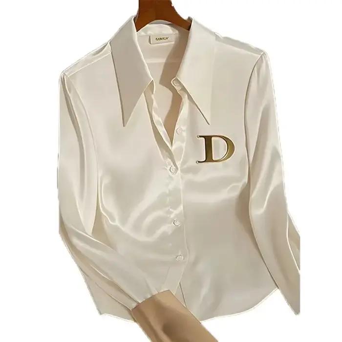 2024 chemise blanche femme Design Sense printemps automne mode lettre à manches longues dessus