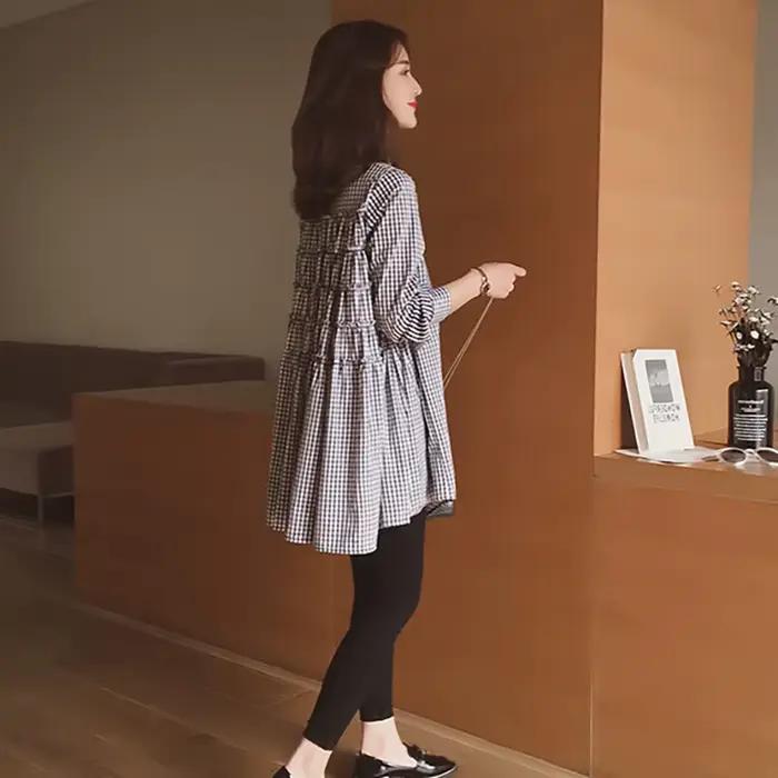 Mode revers épissé plis chemises à carreaux irrégulières vêtements féminins 2025 printemps nouveaux hauts décontractés amples chemisiers asymétriques