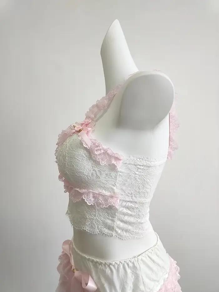 Haut court en dentelle pour femmes