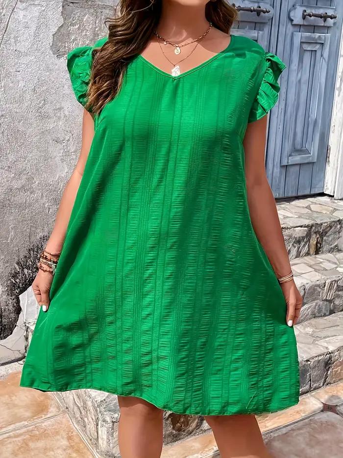Robe élégante décontractée polyester ample dos noué col en V pour femmes occasions spéciales été
