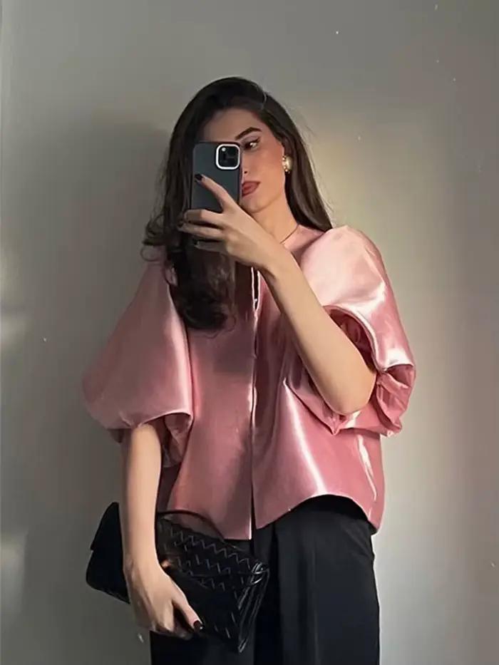 Élégante Blouse Femme 2026 à Manches Ballon