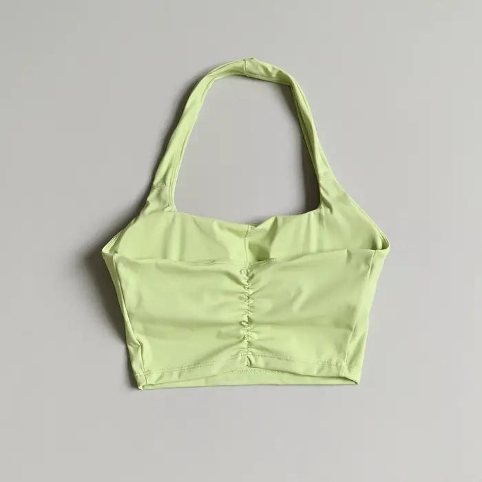 Débardeur de yoga à col halter avec coussinets de poitrine pour femme