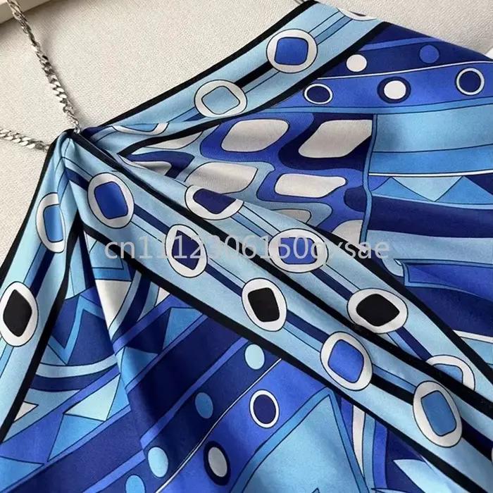 Tops halter bleus pour femmes au design classique avec logo de marque de créateur