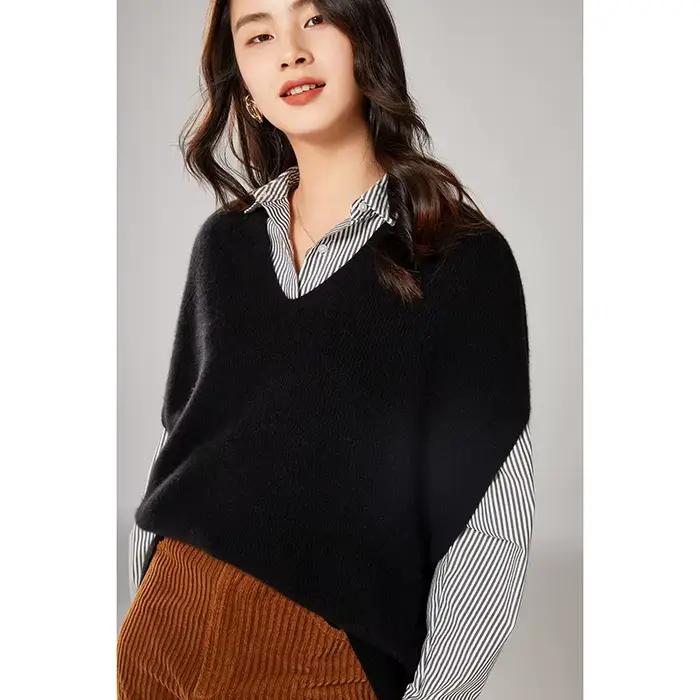 Gilet sans manches à col en V pour femmes