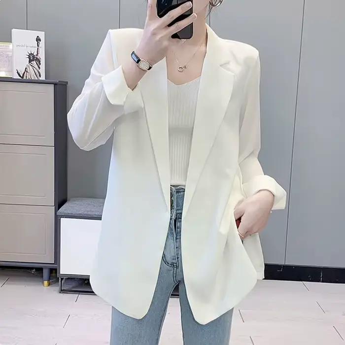 Blazer violet veste pour femmes tenues d'automne coréen longue tendance vêtements décontracté