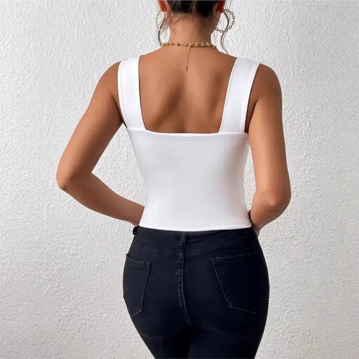 Haut à bretelles larges en soie de lait pour femme