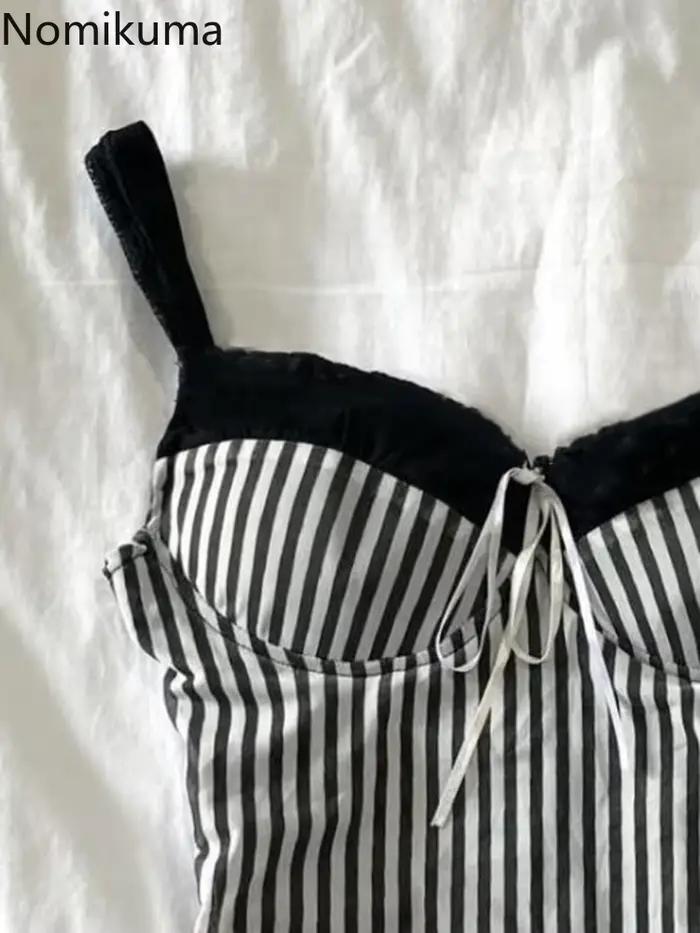 Sexy gilet crop tops tunique dos nu t-shirts chic coréen été camis ropa mujer patchwork rayé dos nu réservoirs 2025 femmes vêtements
