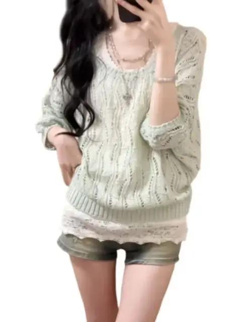 2025 vêtements pour femmes pulls tricotés lâche mode Pull coréen Sueter Mujer évider tricot mince