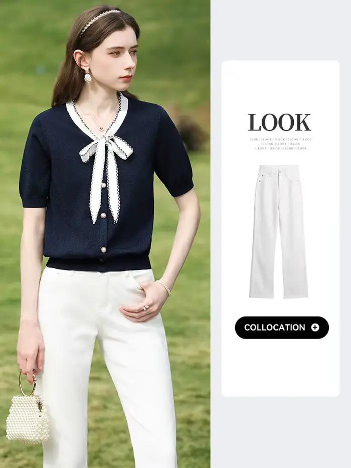 I BELIEVE YOU Haut en tricot bleu marine Été 2026