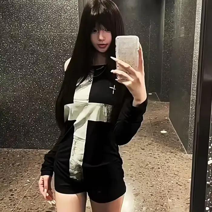 T-shirt manches longues pour femme style American Retro vintage gothique printemps été vêtements Y2k Chic années 2000 sportifs à offrir pour des occasions spéciales