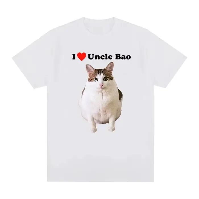 T-shirt à imprimé chat pour femme « I Love Uncle Bao » - Haut streetwear décontracté
