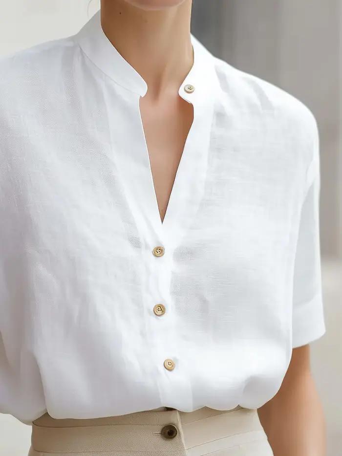 Chemise à manches courtes boutonnée pour femme