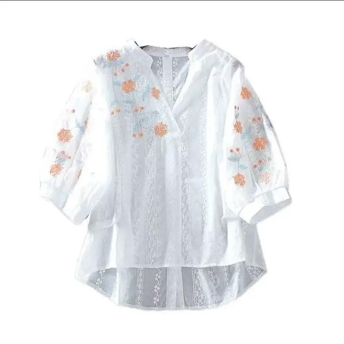 Chemisier brodé floral pour femme