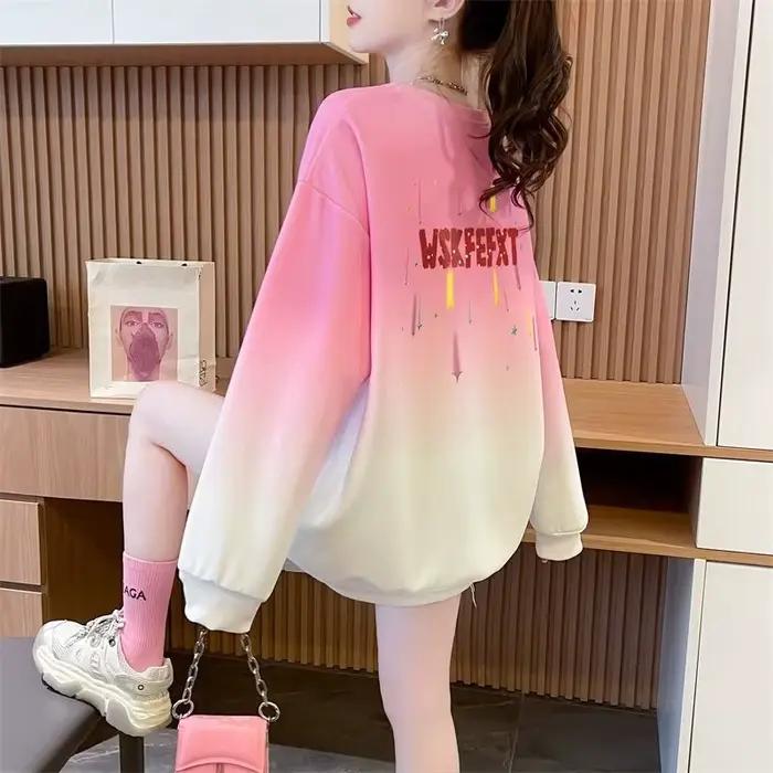 Tie Dye Femmes Sweatshirts Baggy Pas Cher 2000s Nouveauté Designer Vêtements coréens Mode Dégradé De Couleur Femme Pull Top Lâche