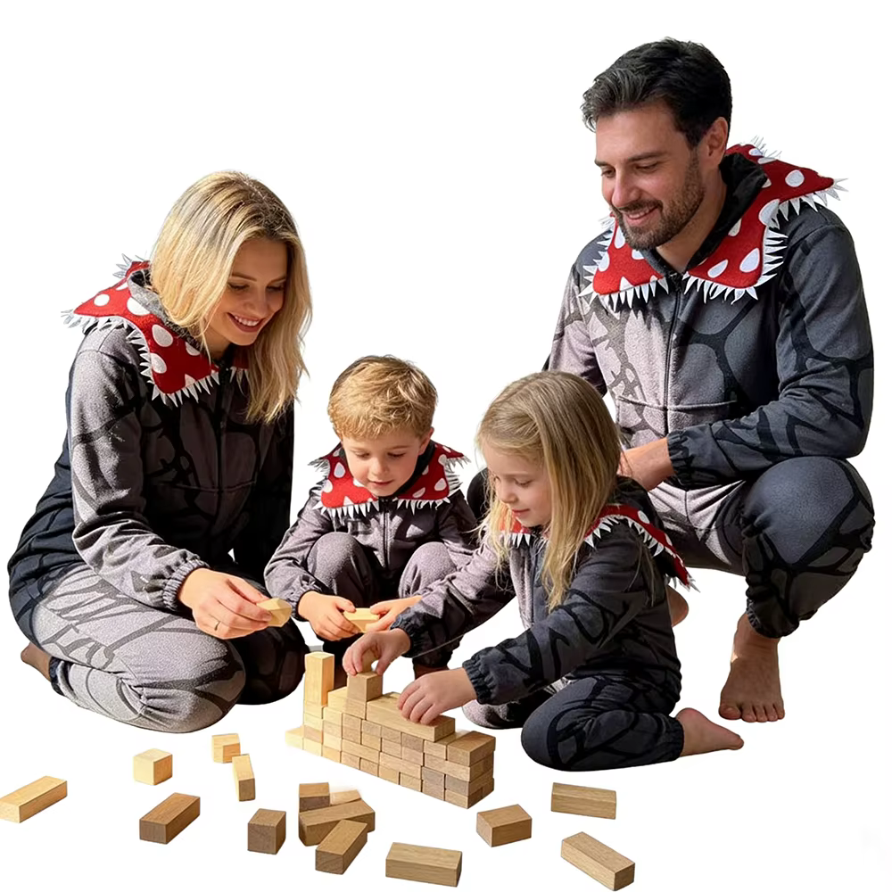 Pyjama étranger de Noël avec motif de plante Demogorgon - Combinaison adulte avec confortable, parfait pour les fêtes de vacances