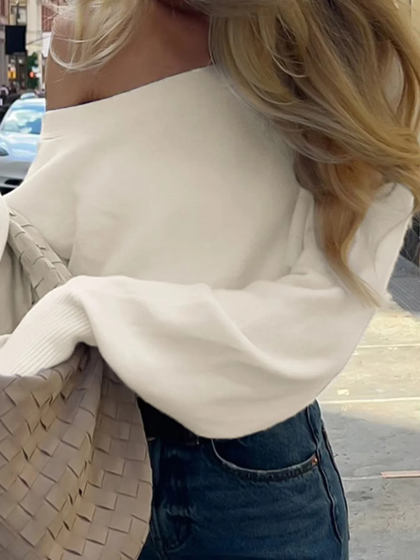 Pull en maille ample à épaules dénudées, col bateau, manches longues, pour femme, automne-hiver, mode décontractée