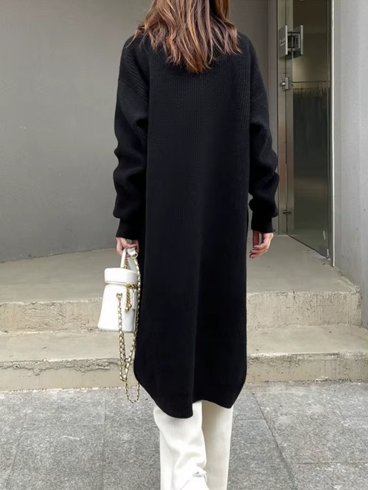 Pull tricoté femme solide vestes élégantes léger décontracté Y2k tenue de bureau automne 2025 nouveau en tricots Chic Cardigan pour femmes Long