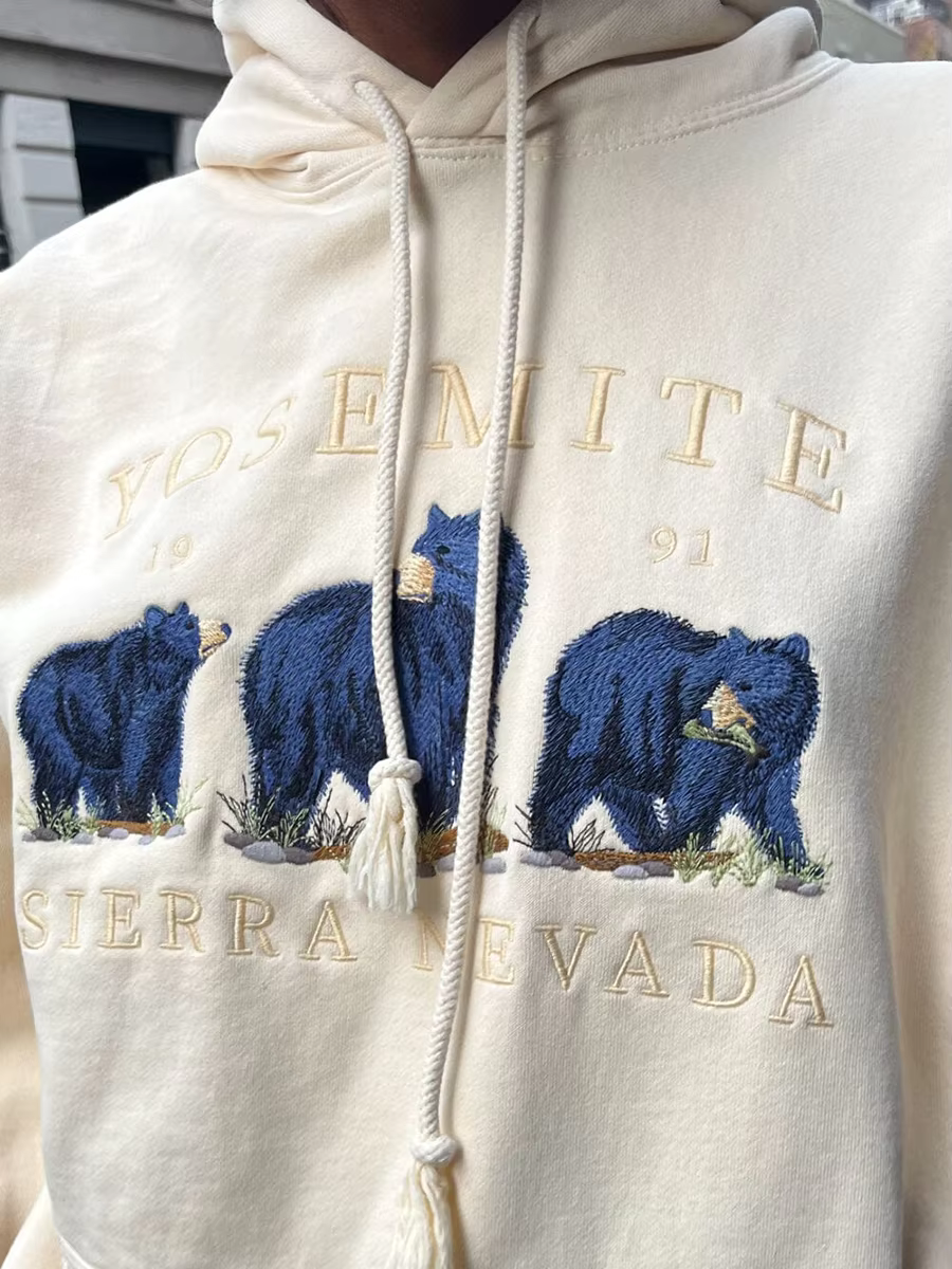 Sweats à capuche brodés trois ours pour femmes, poches à capuche vintage, sweat-shirt côtelé à manches longues, sweat à capuche femme mignon, sweat à capuche chic Y2K, printemps 2023