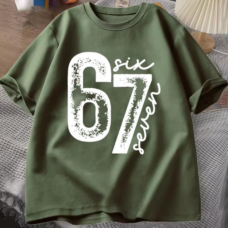 T-shirt Meme 67 pour hommes et femmes, imprimé amusant, manches courtes, coupe ample et confortable, style streetwear, mode masculine