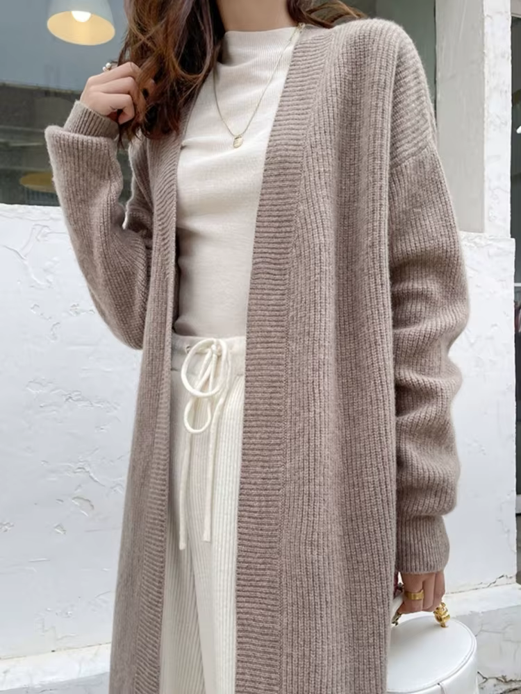 Pull tricoté femme solide vestes élégantes léger décontracté Y2k tenue de bureau automne 2025 nouveau en tricots Chic Cardigan pour femmes Long