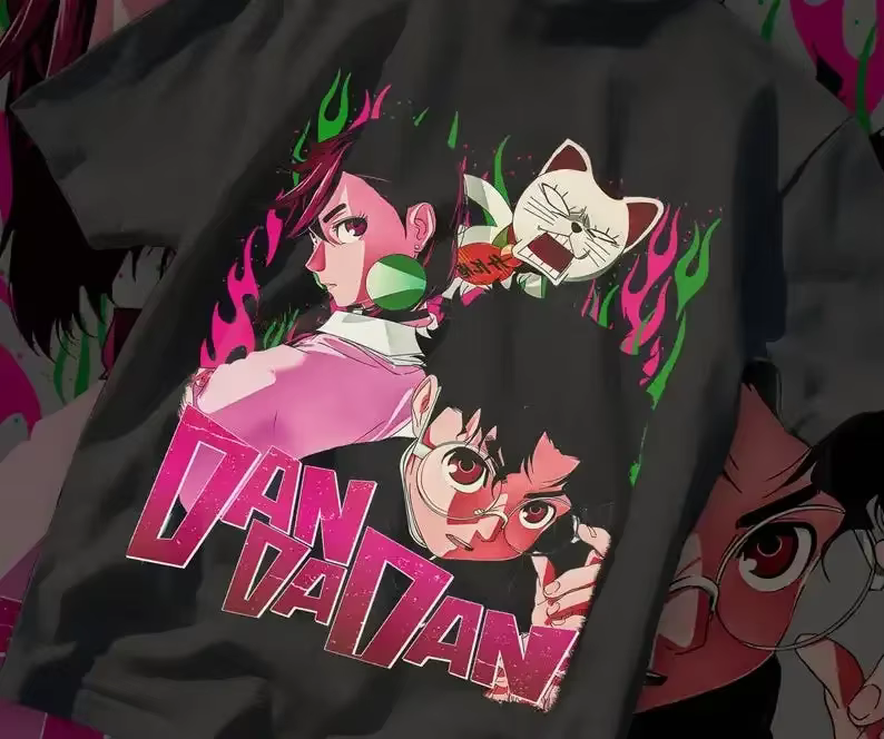 T-shirt populaire Dandadan Seiko à motif manga dégradé, en coton ample et basique, cool, pour les amateurs de manga, à porter au quotidien