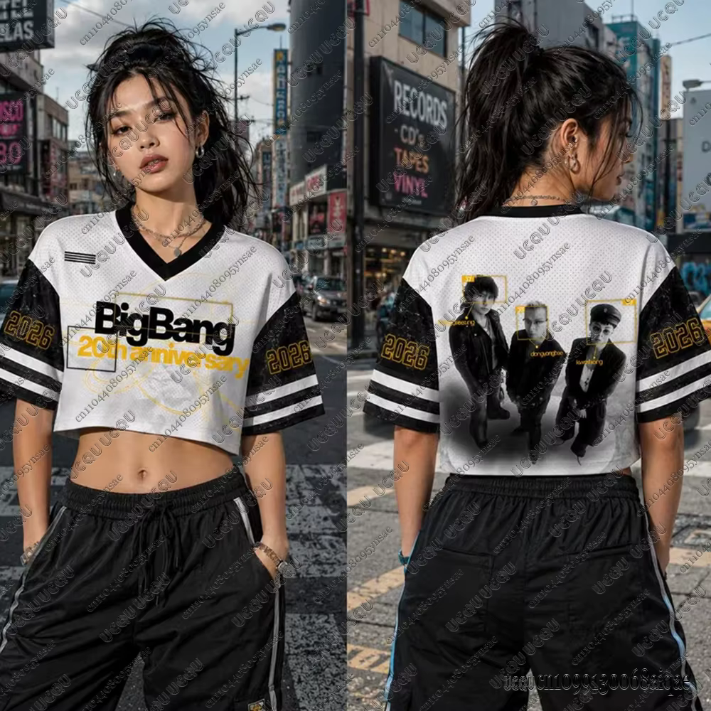 26-27 Kpop Big Bang 20e Anniversaire Crop Tops pour femmes, débardeurs décontractés en maille, maillots de baseball sportifs, chemises de concert Big Bang, tops Y2K